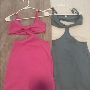 Pink and Gray Cutout Dresses